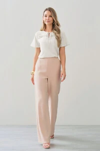 Blusa Decote Laço Pregas Double