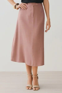 Saia Midi Evasé Botão Forrado