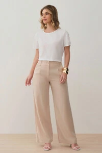 Pantalona Passante Double Prega Botão Forrado