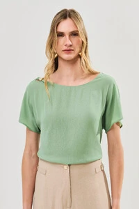 Blusa Manga Morcego Decote Cut Out Gold