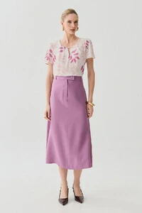 Blusa Folhagem Manga Evasê Decote Vazado