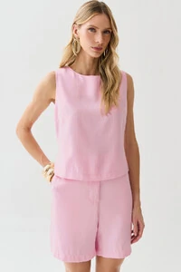 Conjunto de Blusa Regata Pence e Shorts Botão Forrado