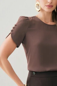 Blusa Manga Mini Botões Forrados Triple