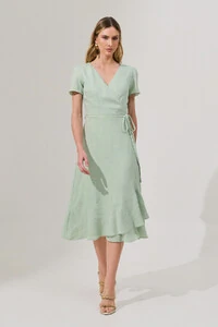 Vestido Midi Transpassado Camada Laço