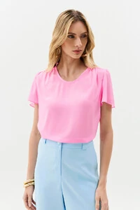 Blusa Mini Gola Franzida Ombro Franzido