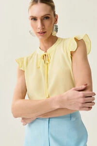 Regata Gola Baixa Laço Ombro Babado