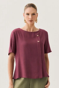 Blusa Prega Botões Gold Double