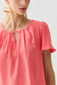 Blusa Decote Vazado Pregas Gold Double