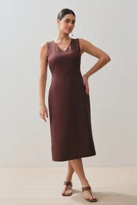 Vestido Midi Regata Decote V Recorte