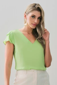 Blusa Manga Tulipa Decote V