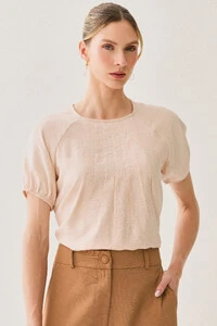 Blusa Manga Raglan Elástico Pregas