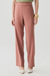 Calça Reta Botões Forrados Double