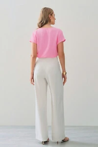 Blusa Manga Morcego Decote V Transpassado Botão Forrado