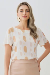 Blusa Abstrata Decote Canoa