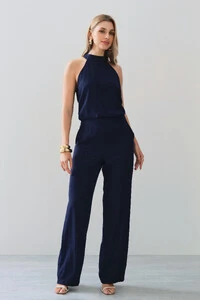 Conjunto de Blusa Regata Frente Única Faixa e Pantalona Nervura