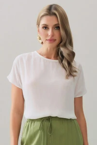 Blusa Manga Morcego Ombro Pregas Double