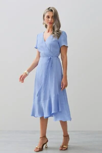 Vestido Midi Transpassado Camada Laço