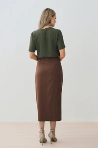 Blusa Decote Redondo Ombro Prega