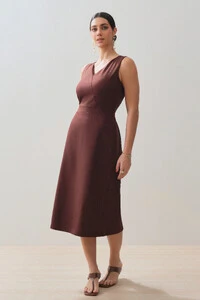 Vestido Midi Regata Decote V Recorte