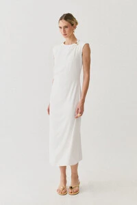 Vestido Midi Regata Assimétrica Decote Pregas Gold