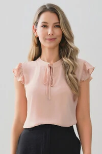 Regata Gola Baixa Laço Ombro Babado