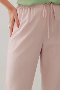 Calça Reta Cintura Elástico Laço