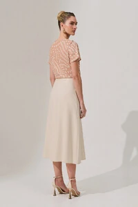 Blusa Poa Decote V Babado Laço