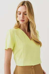 Blusa Decote V Recortes Laterais