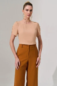 Blusa Manga Mini Botões Forrados Triple