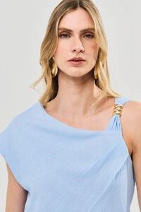Blusa Assimétrica Alça Gold Pregas