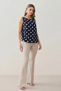 Regata Assimétrica Poa Cintura Direita Pregas