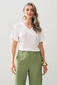 Blusa Decote V Pregas