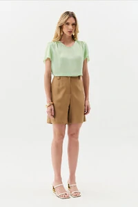 Blusa Mini Gola Franzida Ombro Franzido