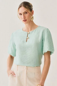 Blusa Manga Balonê Gold Double