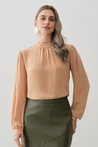 Blusa Manga Longa Punho Gola Baixa