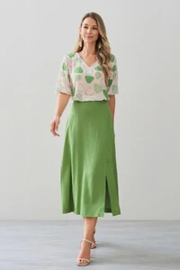 Blusa Abstrata Triângulo Manga 3/4 Elástico Decote V