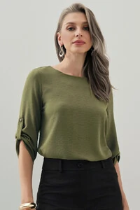 BLUSA MANGA 3/4 BOTÃO MARTINGALE