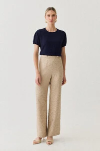 Pantalona Slim Risca de Giz Botões Gold