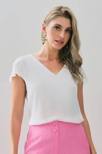 Blusa Manga Tulipa Decote V