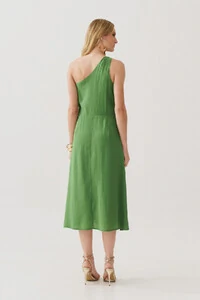 Vestido Midi Regata Assimétrico Um Ombro Só Gold