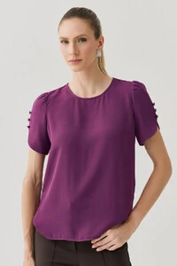 Blusa Manga Mini Botões Forrados Triple