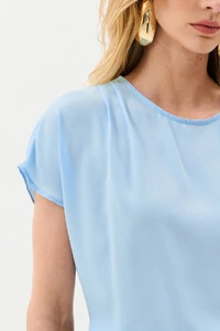 Blusa Manga Morcego Ombro Pregas Double