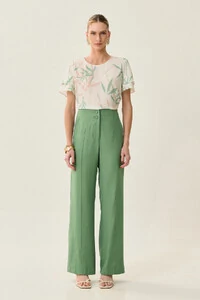 Blusa Folhagem Manga Dupla