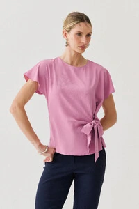 Blusa Manga Morcego Evasê Cinto Embutido