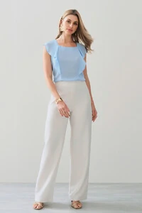 Regata Decote Quadrado Recortes Babado Laço Costas