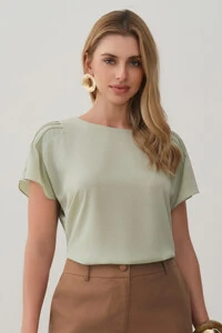 Blusa Manga Morcego Ombro Nervuras Quadruple