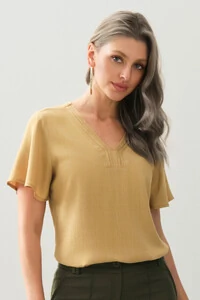 Blusa Decote V Pregas