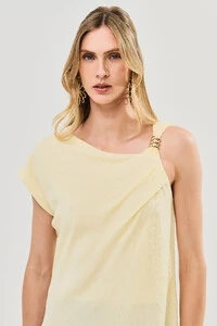 Blusa Assimétrica Alça Gold Pregas