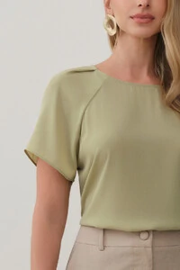 Blusa Manga Raglan Ombro Prega