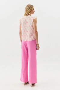 Regata Floral Decote V Ombro Babados